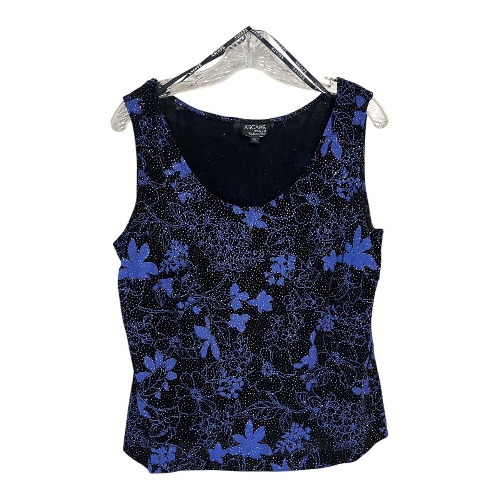 Xscape Woman by Joanna Chen Glitter Floral Sleeveless Top – Size 1X
